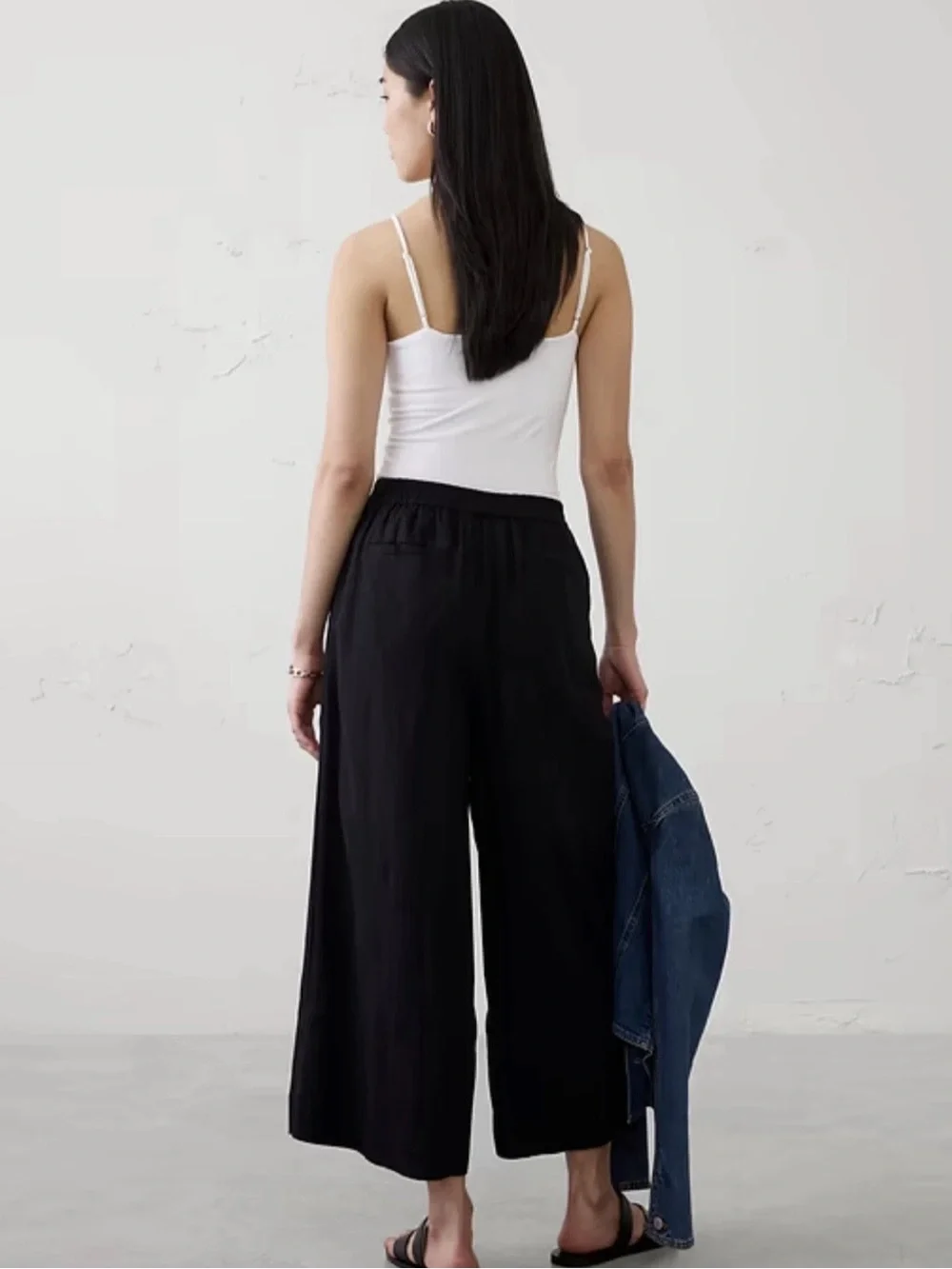 Banana Republic Anyday Wide Leg High Rise Linen Blend Cropped Pant LG NWT 812744